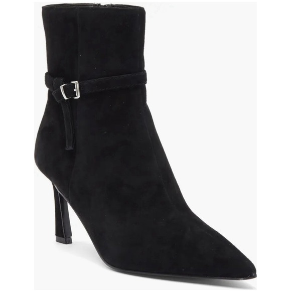 Steve Madden Layan Ankle Women's Black Suede Size 9M Pointed Toe Bootie NWT - Picture 1 of 12